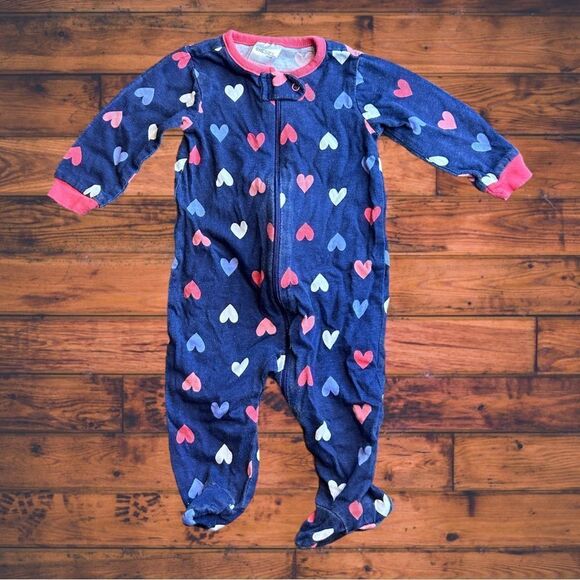 5 for $25🔥Baby Girl 0-3 Months Onesies Brand Hearts Footies Jumpsuit - Picture 1 of 5